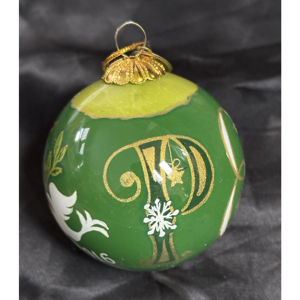 Pier 1 Li Bien Glass Ball Christmas Ornament Peace Dove 2016 Hand Painted Inside